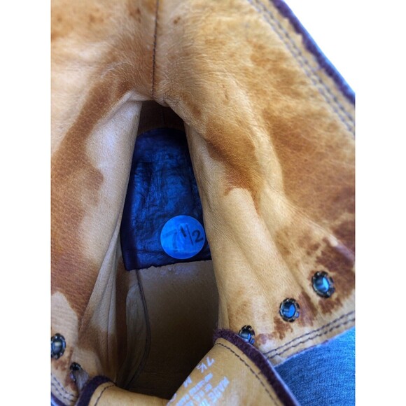 Frye Sabrina 6G Brown Leather Lace Up Chunky Heeled Combat Ankle Booties 7.5 - Picture 9 of 12